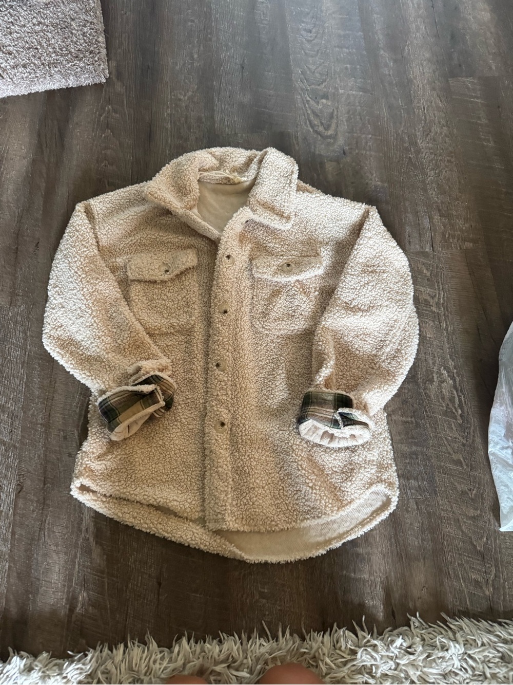 Anthropologie Cream Textured Sherpa Jacket